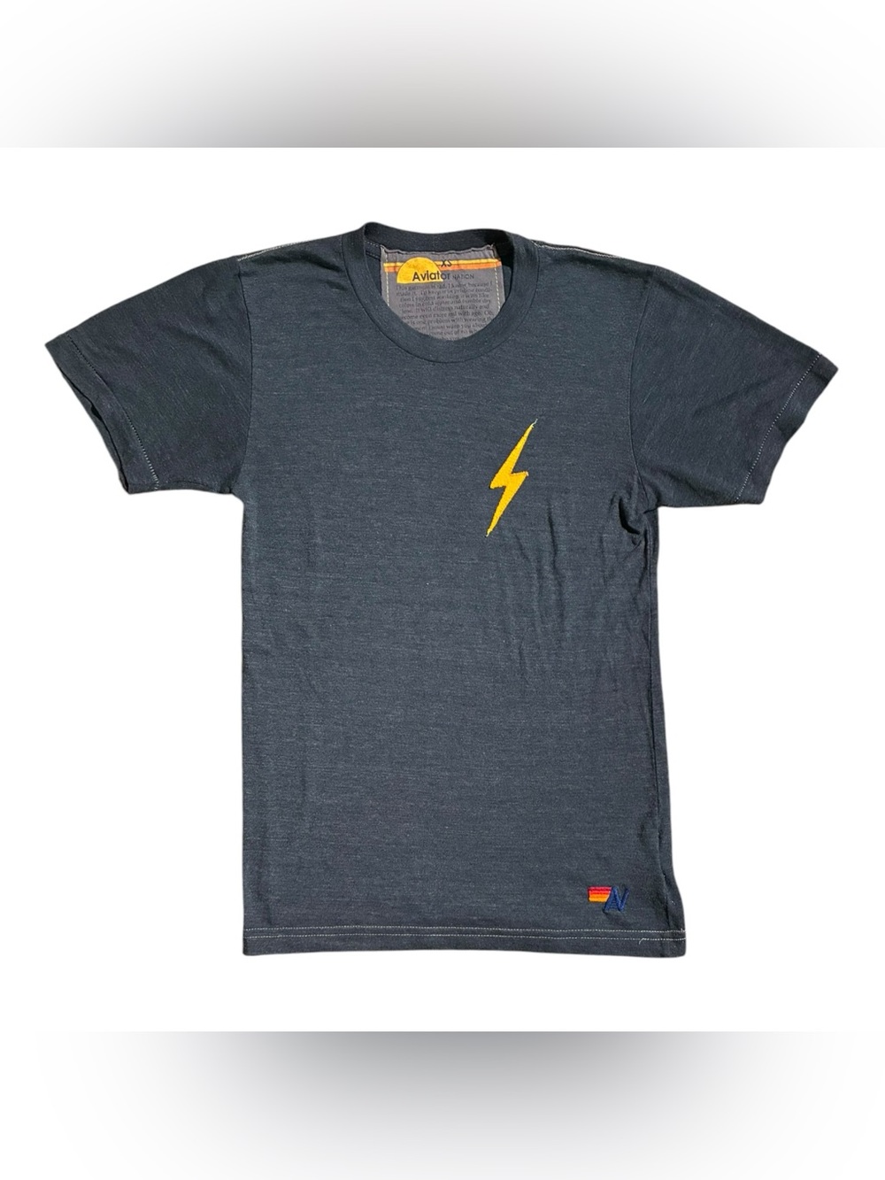 Aviator Nation Lightning Bolt Short Sleeve Tee Shirt Heathered Gray